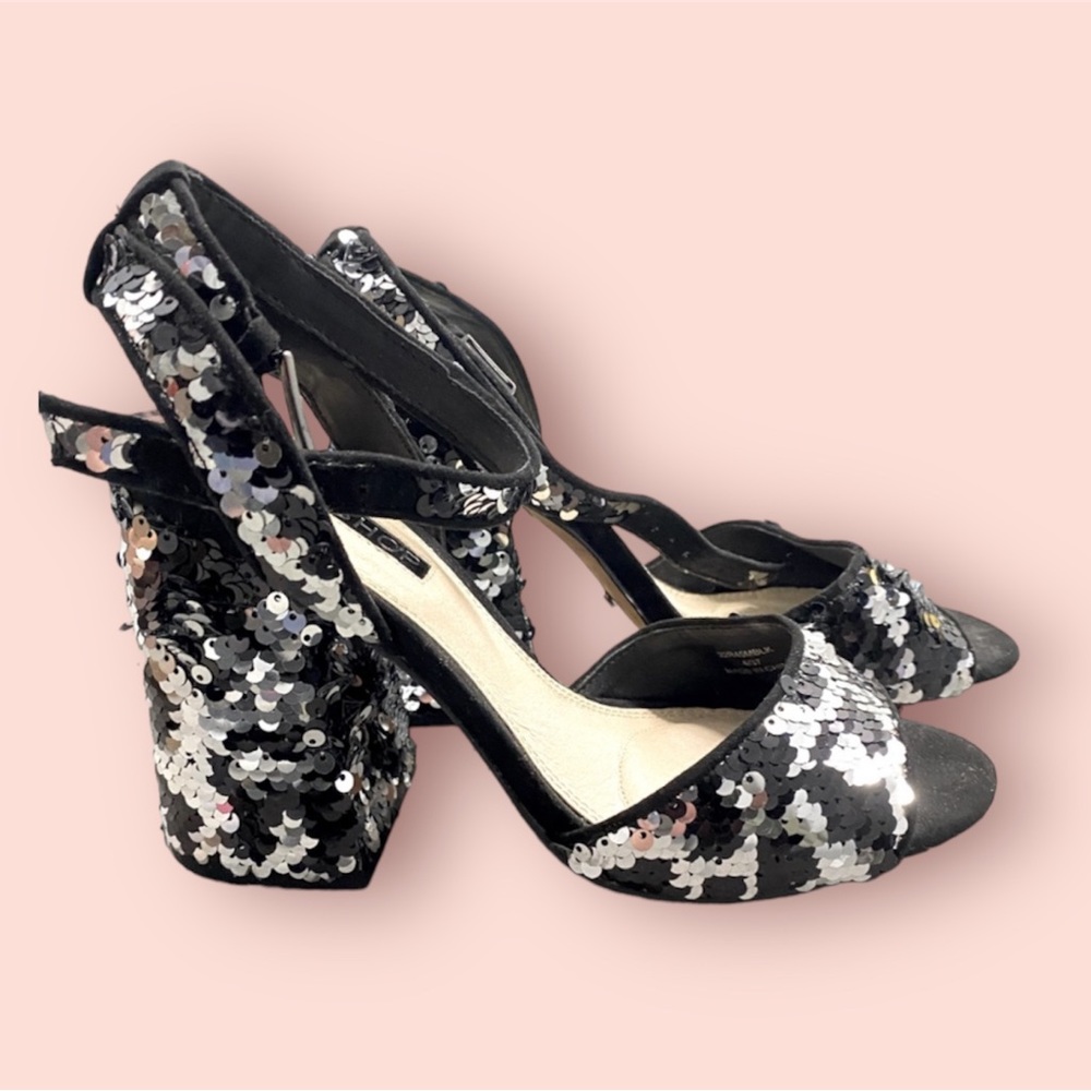 Topshop Sequin Block Heels
